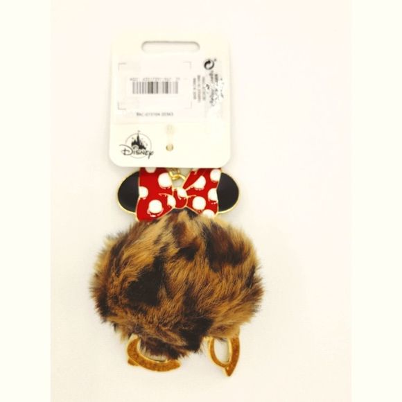 Minnie Mouse Brown Puff Bag Charm Keychain Disney NWT - Picture 1 of 4